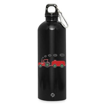 Funny tractor with tank for kids - Water Bottle with carabiner 750 ml - black - Front
