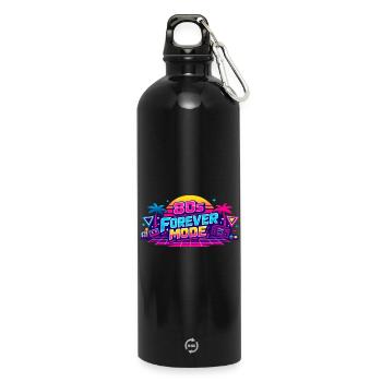 80s Forever Neon Retro - Water Bottle with carabiner 750 ml - black - Front