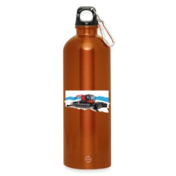 Snow groomer at work in the snow - Water Bottle with carabiner 750 ml - burnt orange - Front