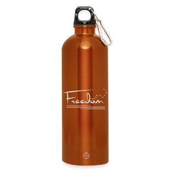 Freiheit: Leichter Vogelflug - Trinkflasche mit Karabiner 750 ml - Orange - Vorne