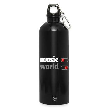 Échappez au Monde avec Style ''Music On, World Off - Gourde en inox avec mousqueton 750 ml - noir - Devant