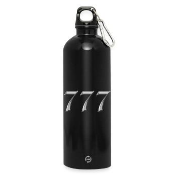 Engel Nummer 777 Glück - Trinkflasche mit Karabiner 750 ml - Schwarz - Vorne