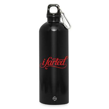 I farted - Funny Gen Alpha Logo - Water Bottle with carabiner 750 ml - black - Front