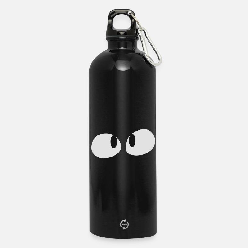 Augen - Trinkflasche mit Karabiner 750 ml - Schwarz