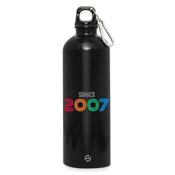 Seit 2007 | Vintage-Retro-Farbenes Jahr - Trinkflasche mit Karabiner 750 ml - Schwarz - Vorne