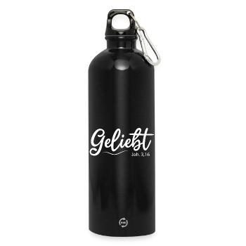 Geliebt, Bibelvers - Trinkflasche mit Karabiner 750 ml - Schwarz - Vorne