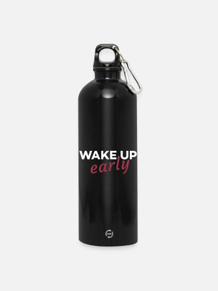 Früh aufstehen - Trinkflasche mit Karabiner 750 ml - Schwarz