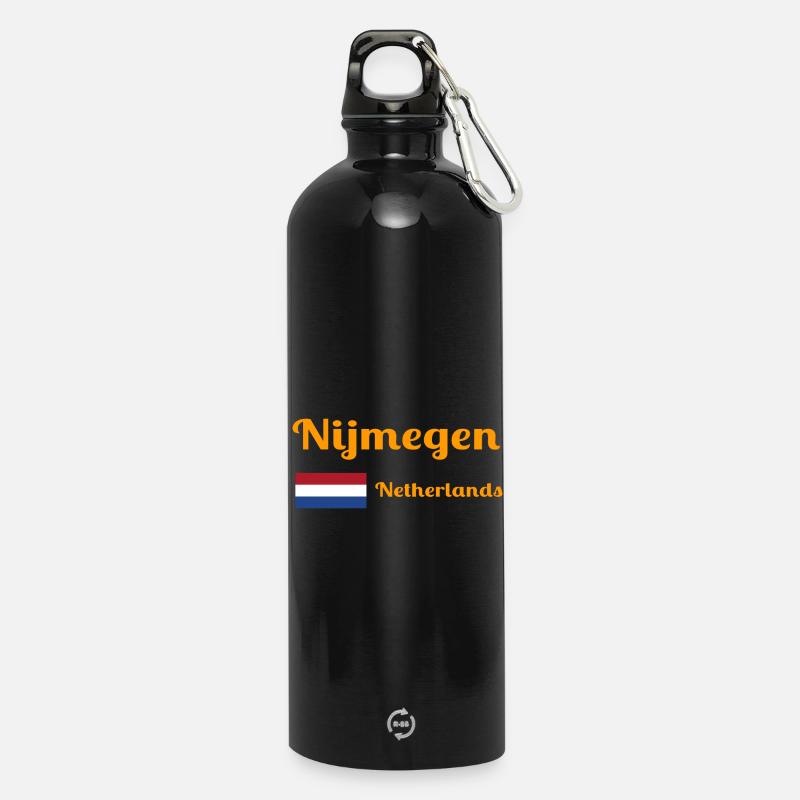 Nimègue Pays-Bas - Imprimés élégants - Gourde en inox avec mousqueton 750 ml - noir