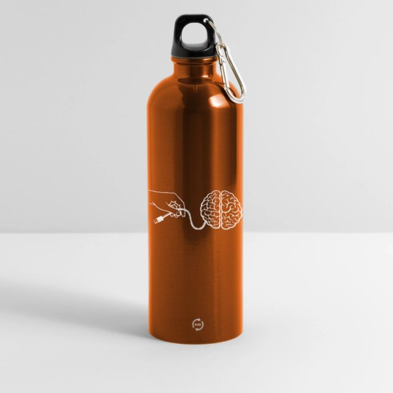 Brain Head Cable Connector Artificial Intelligence Water Bottle with carabiner 750 ml