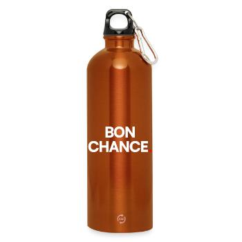 VIEL GLÜCK | Minimalistischer humoristischer Ausdruck - Trinkflasche mit Karabiner 750 ml - Orange - Vorne