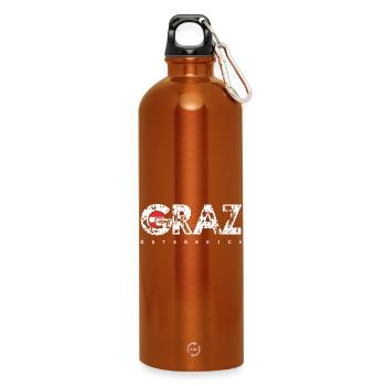 Graz City Grunge Logo Österreich - Trinkflasche mit Karabiner 750 ml - Orange - Vorne