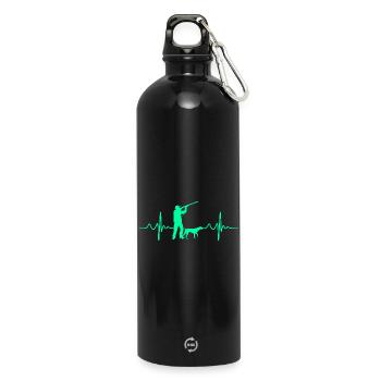 Herzschlag Jäger Jagd - Trinkflasche mit Karabiner 750 ml - Schwarz - Vorne
