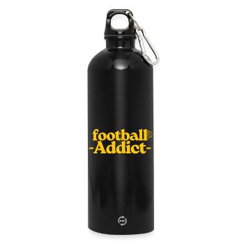 Football Addict Typographie Jaune - Gourde en inox avec mousqueton 750 ml - noir - Devant