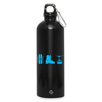 Ski Design in blau - Trinkflasche mit Karabiner 750 ml - Schwarz - Vorne