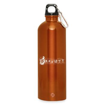 Anxiety Thumbs Up Ironic Mental Health Design. - Water Bottle with carabiner 750 ml - burnt orange - Front