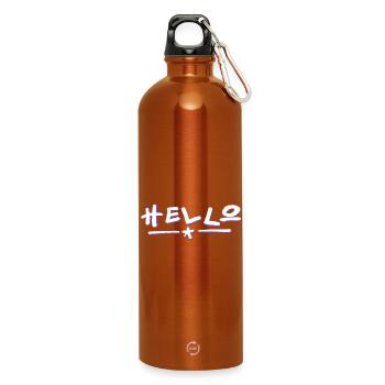 Hello lettering with color gradient - Water Bottle with carabiner 750 ml - burnt orange - Front
