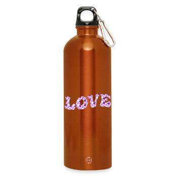 Motif d’amour avec des fleurs lilas - Gourde en inox avec mousqueton 750 ml - orange - Devant