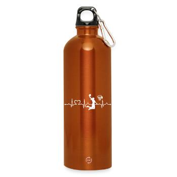 Female Basketball Player Heartbeat EKG Dunk Shot - Water Bottle with carabiner 750 ml - burnt orange - Front