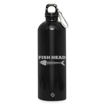 fish head - Water Bottle with carabiner 750 ml - black - Front