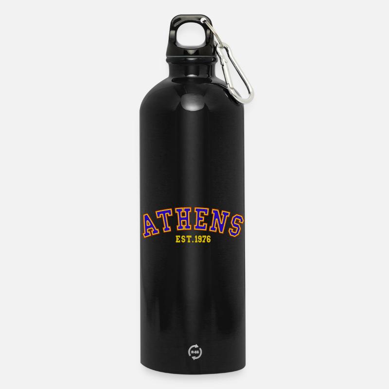 Athen gegründet 1976 - Trinkflasche mit Karabiner 750 ml - Schwarz