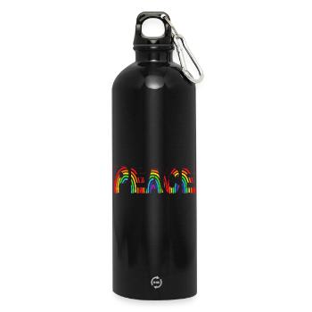 Peace colorful rainbow - Water Bottle with carabiner 750 ml - black - Front