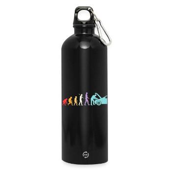 Evolution Mechaniker Humor Mechaniker Werkstatt - Trinkflasche mit Karabiner 750 ml - Schwarz - Vorne