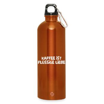 Kaffee ist flüssige Liebe - Trinkflasche mit Karabiner 750 ml - Orange - Vorne