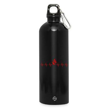 vendee coeur rythme cardiaque attachement - Gourde en inox avec mousqueton 750 ml - noir - Devant