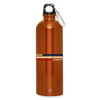 France - Reims - France - Flag - Stripes - Water Bottle with carabiner 750 ml - burnt orange - Front