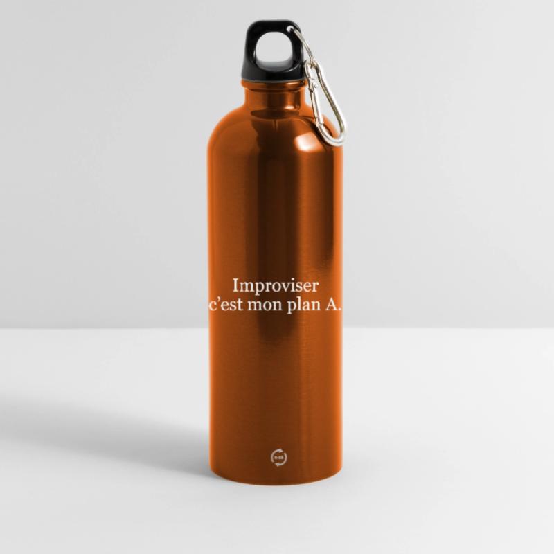 Improviser, c’est mon plan A Gourde en inox avec mousqueton 750 ml