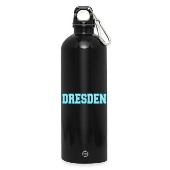 Dresden Block Font Outfit Design - Water Bottle with carabiner 750 ml - black - Front