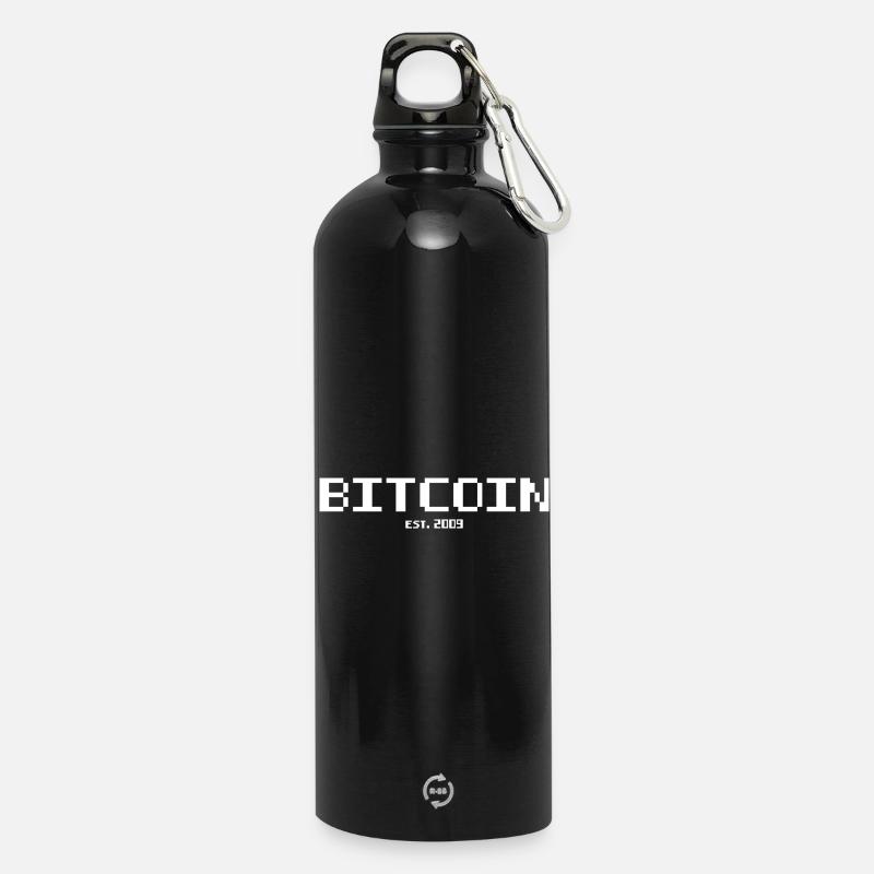 Bitcoin est 2009 - Trinkflasche mit Karabiner 750 ml - Schwarz