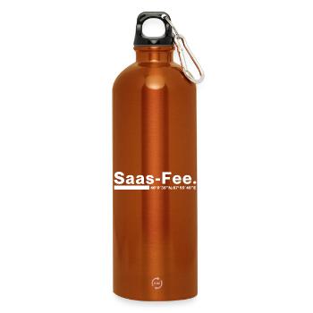 Saas-Fee coordinates Valais Switzerland - Water Bottle with carabiner 750 ml - burnt orange - Front