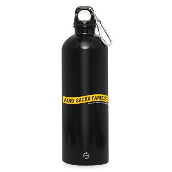 Auri sacra fames (Latin) >Vectorgraphic - Water Bottle with carabiner 750 ml - black - Front