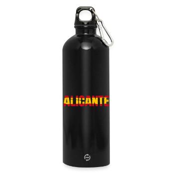 Alicante Flagge Spanien - Trinkflasche mit Karabiner 750 ml - Schwarz - Vorne