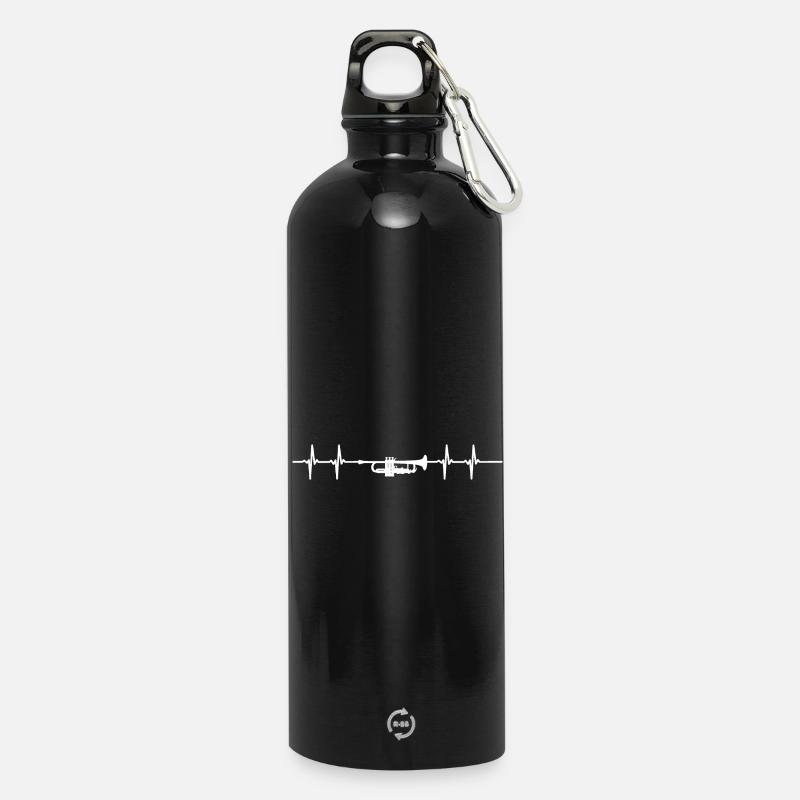 Pouls de trompette blanc - Gourde en inox avec mousqueton 750 ml - noir