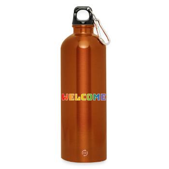 Regenbogen welcome weiss - Trinkflasche mit Karabiner 750 ml - Orange - Vorne