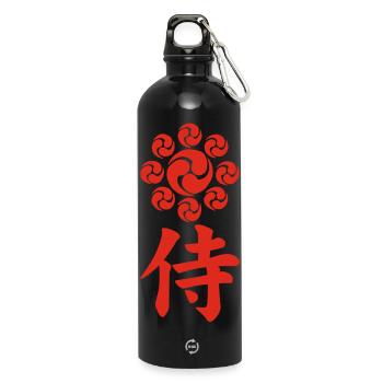 Samurai emblem of the Uesugi clan (red) - Water Bottle with carabiner 750 ml - black - Front
