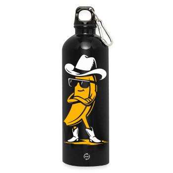 Cowboy Banana with Attitude - Water Bottle with carabiner 750 ml - black - Front