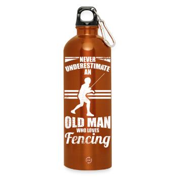 Fechtender Großvater - Trinkflasche mit Karabiner 750 ml - Orange - Vorne