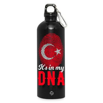 Turkish DNA Turk Turkish Woman Fingerprint - Water Bottle with carabiner 750 ml - black - Front