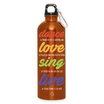 Dance-love-sing-live (dark) - Water Bottle with carabiner 750 ml - burnt orange - Front