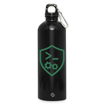 Code Shield with Gears - Water Bottle with carabiner 750 ml - black - Front