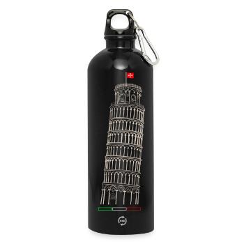 Schiefe Turm von Pisa - Trinkflasche mit Karabiner 750 ml - Schwarz - Vorne