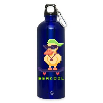 Canard Pixel Art avec planche à roulettes et casquette - Gourde en inox avec mousqueton 750 ml - bleu roi - Devant