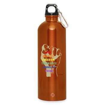 Force et respect - Gourde en inox avec mousqueton 750 ml - orange - Devant