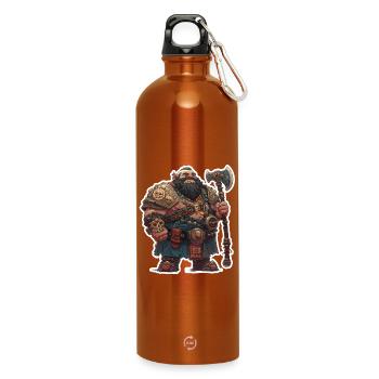 Fat dwarf warrior with a big axe - Water Bottle with carabiner 750 ml - burnt orange - Front