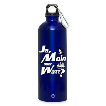 Yes, Moin or Watt? - Water Bottle with carabiner 750 ml - royal blue - Front