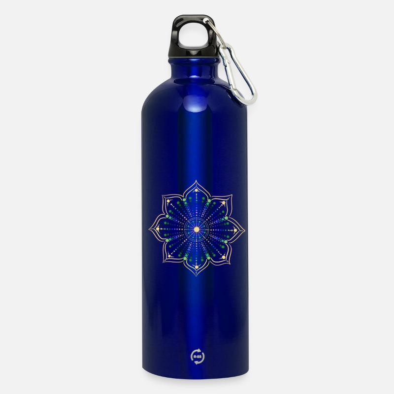 Punkte Mandala Illusion - Trinkflasche mit Karabiner 750 ml - Königsblau