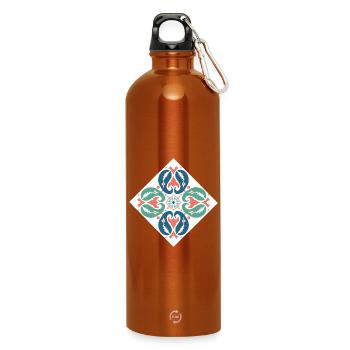 motif oriental maroc rouge vert bleu - Gourde en inox avec mousqueton 750 ml - orange - Devant